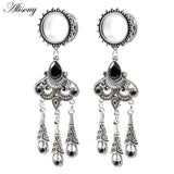 2pcs Retro Water Drop Crystal Ear Plugs Tunnels Gauges Body Jewelry