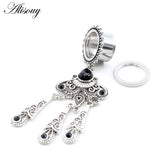 2pcs Retro Water Drop Crystal Ear Plugs Tunnels Gauges Body Jewelry