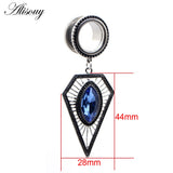 2pcs Retro Zircon Rhombus Dangle Stainless Steel Ear Plugs Tunnels