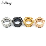 2pcs Flower Flared Ear Plugs Stainless Steel Ear Expander Gauge