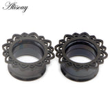 2pcs Flower Flared Ear Plugs Stainless Steel Ear Expander Gauge