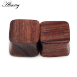 Square Wood Flesh Ear Plugs 8mm-25mm