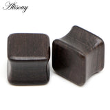 Square Wood Flesh Ear Plugs 8mm-25mm