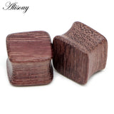Square Wood Flesh Ear Plugs 8mm-25mm