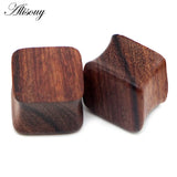 Square Wood Flesh Ear Plugs 8mm-25mm