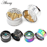 2pcs Animal Eye Opal Flare Ear Tunnels Plugs Expander Stretcher Gauges Earrings