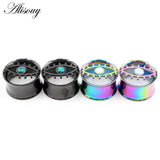 2pcs Animal Eye Opal Flare Ear Tunnels Plugs Expander Stretcher Gauges Earrings