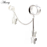 2pcs Stainless Steel Butterfly Pendant Ear Tunnels Plugs