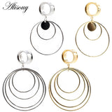 Stainless Steel Round Dangle Ear Plugs Tunnel Gauges Earrings