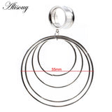 Stainless Steel Round Dangle Ear Plugs Tunnel Gauges Earrings