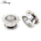 2pcs CZ Crystal Ear Flesh Tunnel Plugs