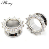 2pcs CZ Crystal Ear Flesh Tunnel Plugs