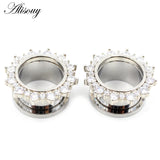 2pcs CZ Crystal Ear Flesh Tunnel Plugs