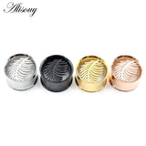 2pcs Stainless Steel Feather Leaf Ear Tunnel Plugs Flesh Expander Gauges