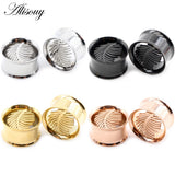 2pcs Stainless Steel Feather Leaf Ear Tunnel Plugs Flesh Expander Gauges