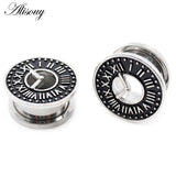 2pcs Stainless Steel Zirconia Ear Tunnels Plugs Gauges Body Piercing Jewelry