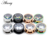 2pcs Stainless Steel Zirconia Ear Tunnels Plugs Expander Gauges