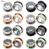 2pcs Stainless Steel Zirconia Ear Tunnels Plugs Expander Gauges