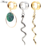 2pcs Green Acrylic Button Snake Ear Tunnel Plug Expander Stretchers