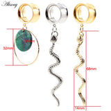 2pcs Green Acrylic Button Snake Ear Tunnel Plug Expander Stretchers