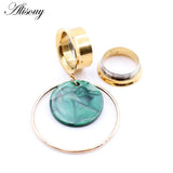 2pcs Green Acrylic Button Snake Ear Tunnel Plug Expander Stretchers