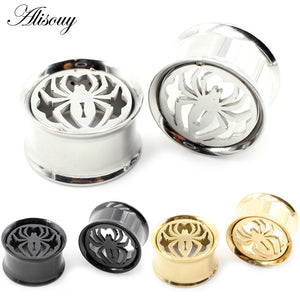 2pcs Stainless Steel Spider Ear Tunnels Plugs Flesh Expanders Gauges
