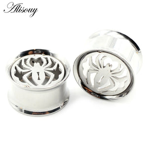2pcs Stainless Steel Spider Ear Tunnels Plugs Flesh Expanders Gauges