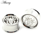 2pcs Stainless Steel Spider Ear Tunnels Plugs Flesh Expanders Gauges