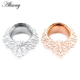 2pcs Leaf Snails Zirconia Ear Tunnels Stainless Steel Plugs Gauges