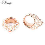2pcs Leaf Snails Zirconia Ear Tunnels Stainless Steel Plugs Gauges