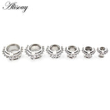 2pcs Leaf Snails Zirconia Ear Tunnels Stainless Steel Plugs Gauges