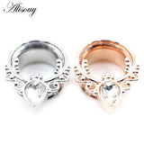 2pcs Leaf Snails Zirconia Ear Tunnels Stainless Steel Plugs Gauges