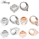 2pcs Leaf Snails Zirconia Ear Tunnels Stainless Steel Plugs Gauges