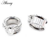 2pcs Leaf Snails Zirconia Ear Tunnels Stainless Steel Plugs Gauges