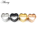 2pcs Stainless Steel Heart Pendant Ear Tunnel Plugs