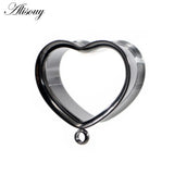 2pcs Stainless Steel Heart Pendant Ear Tunnel Plugs