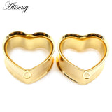 2pcs Stainless Steel Heart Pendant Ear Tunnel Plugs