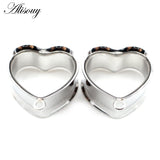 2pcs Stainless Steel Heart Pendant Ear Tunnel Plugs