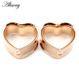 2pcs Stainless Steel Heart Pendant Ear Tunnel Plugs