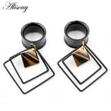 2pcs Stainless Steel Rhombus Square Ear Plug Tunnel Gauges Piercing