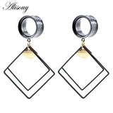 2pcs Stainless Steel Rhombus Square Ear Plug Tunnel Gauges Piercing