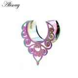 2pcs Stainless Steel Semicircle Ear Tunnels Plugs Stretchers Gauges Earrings