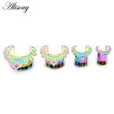 2pcs Stainless Steel Semicircle Ear Tunnels Plugs Stretchers Gauges Earrings