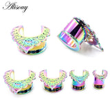 2pcs Stainless Steel Semicircle Ear Tunnels Plugs Stretchers Gauges Earrings