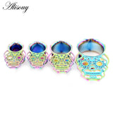 2pcs Stainless Steel Skull Ear Tunnels Plugs Gauges Body Piercing Jewelry