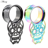 2pcs Stainless Steel Skull Ear Tunnels Plugs Gauges Body Piercing Jewelry
