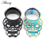 2pcs Stainless Steel Skull Ear Tunnels Plugs Gauges Body Piercing Jewelry