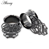 2pcs Stainless Steel Skull Ear Tunnels Plugs Gauges Body Piercing Jewelry
