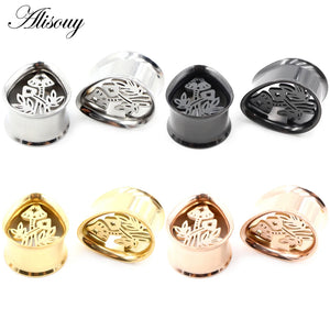 2pcs Water Drop Ear Tunnel Plugs Stainless Steel Stretch