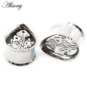 2pcs Water Drop Ear Tunnel Plugs Stainless Steel Stretch